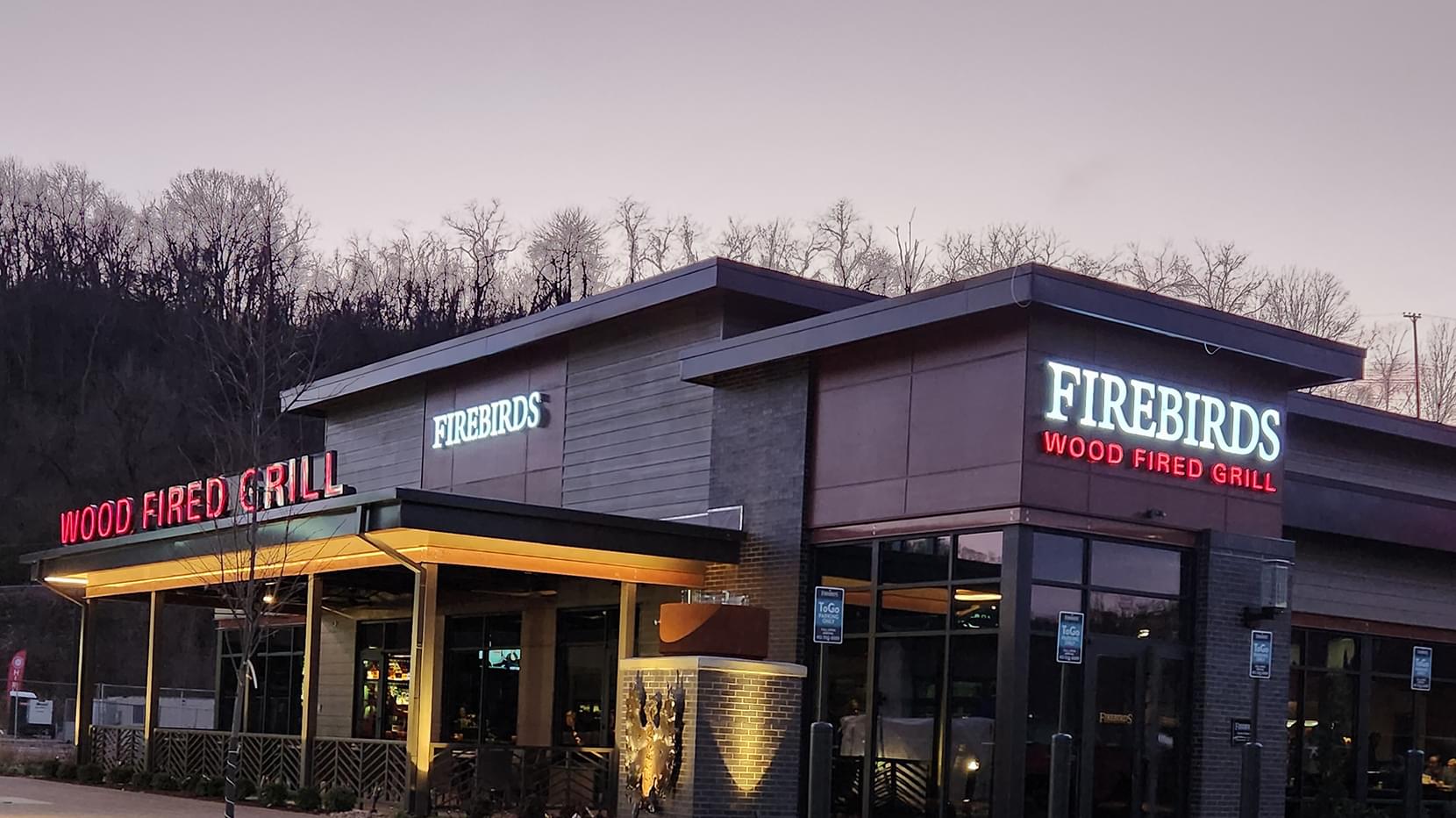 Exterior of Firebirds Wood Fired Grill in Bridgeville. PA