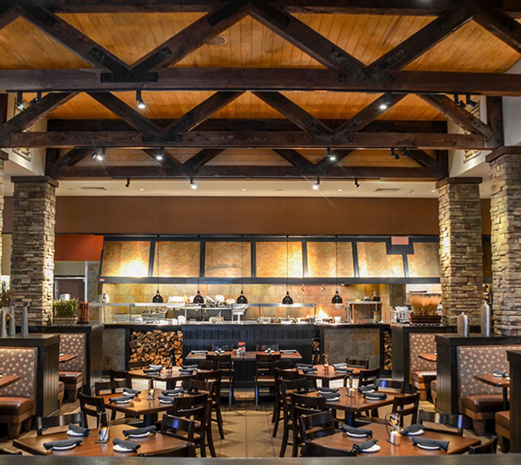 Interior of the Northlake Firebirds Wood Fired Grill in Charlotte, NC